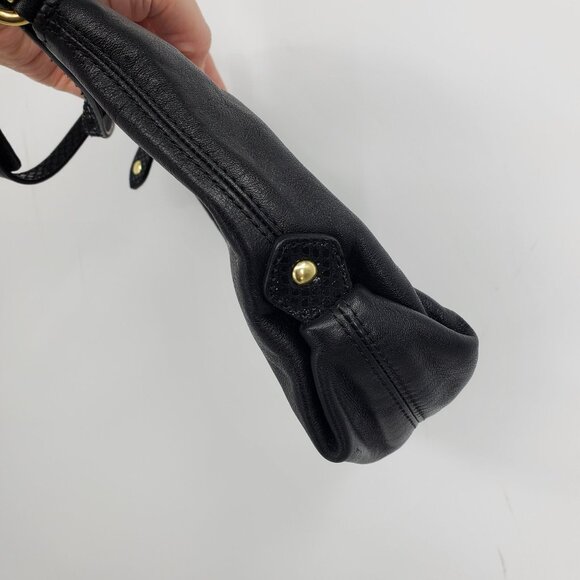 Coach Ashley Black Leather Snake Embossed Accent Gold Hardware Shoulder Purse - Picture 8 of 12